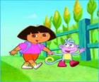 Dora kaşif kız maymun yanındaki Boots keşfetmek